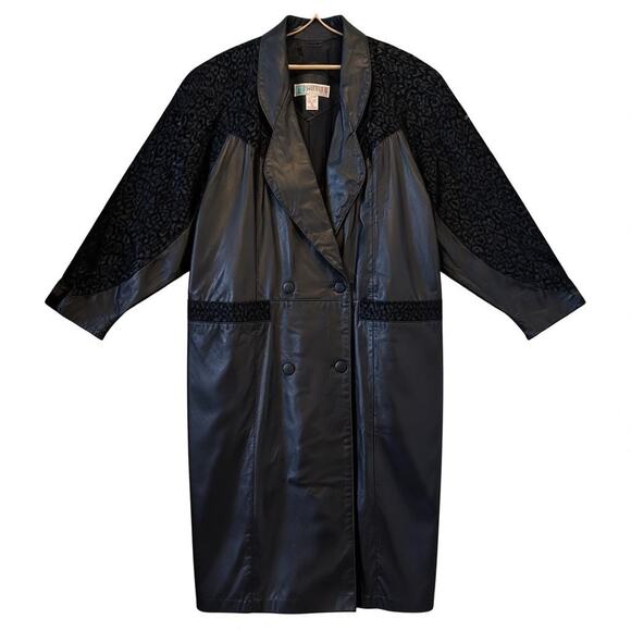 Sarah Taylor Jackets & Blazers - VTG 90’s Sarah Taylor Leather & Leopard Print Long Coat – Size L HolidayGift